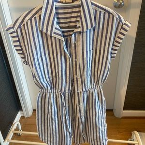 White and blue strip dress